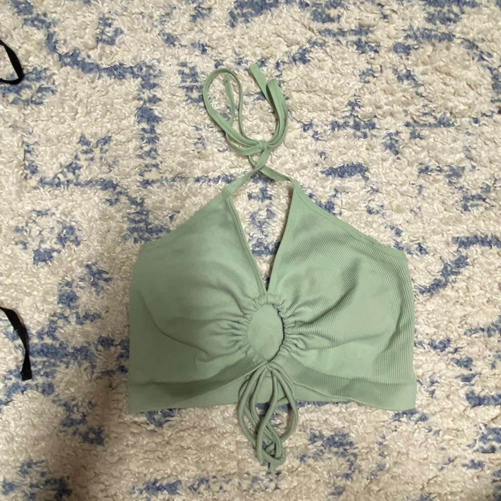 Green tie tank top